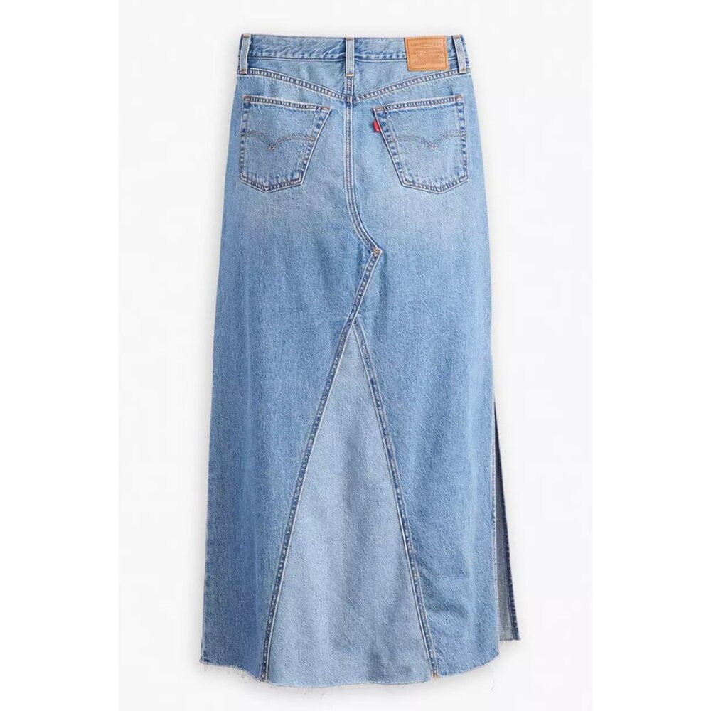 New Levi's 27 Premium Icon Long Skirt Size 27 Own It Medium Wash - Picture 7 of 8